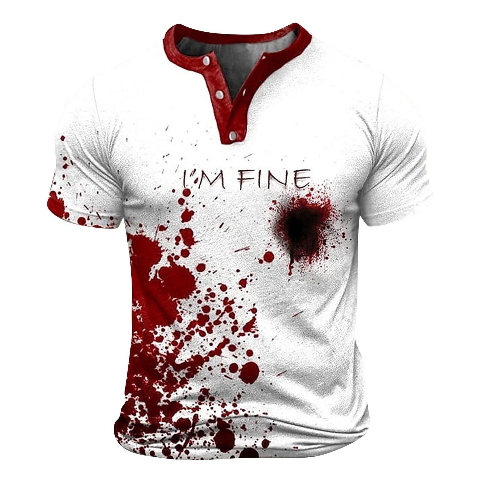 

Мужская рубашка с принтом крови, футболка, повседневная рубашка с короткими рукавами, одежда на пуговицах, базовый стиль