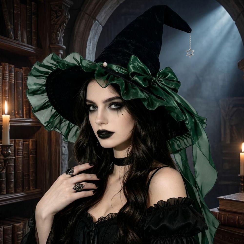 Lace Lolita Witch Hat Star Pendant Wizard Cap Party Props Halloween Hat Cosplay Event