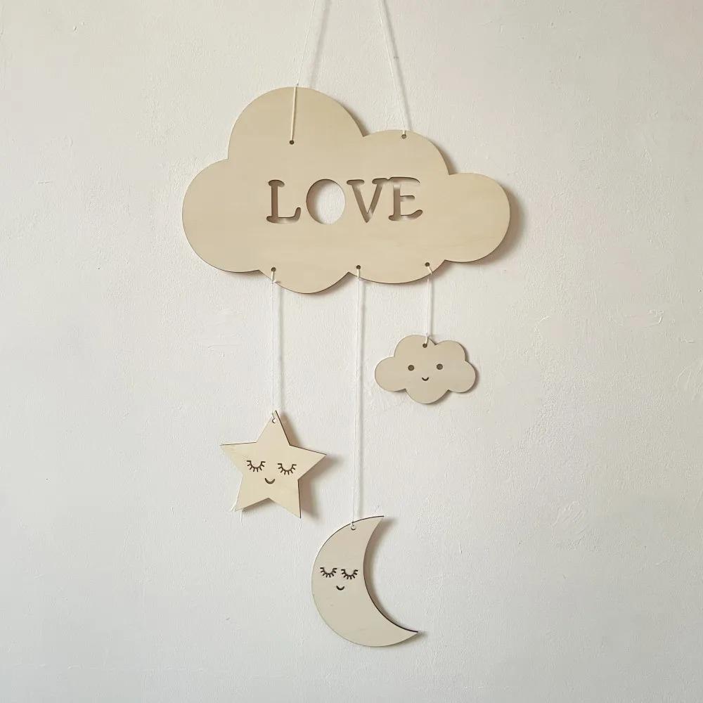 

креативное скандинавское настенное украшение звезда луна ресницы деревянный кулон для декора детской комнаты принадлежности