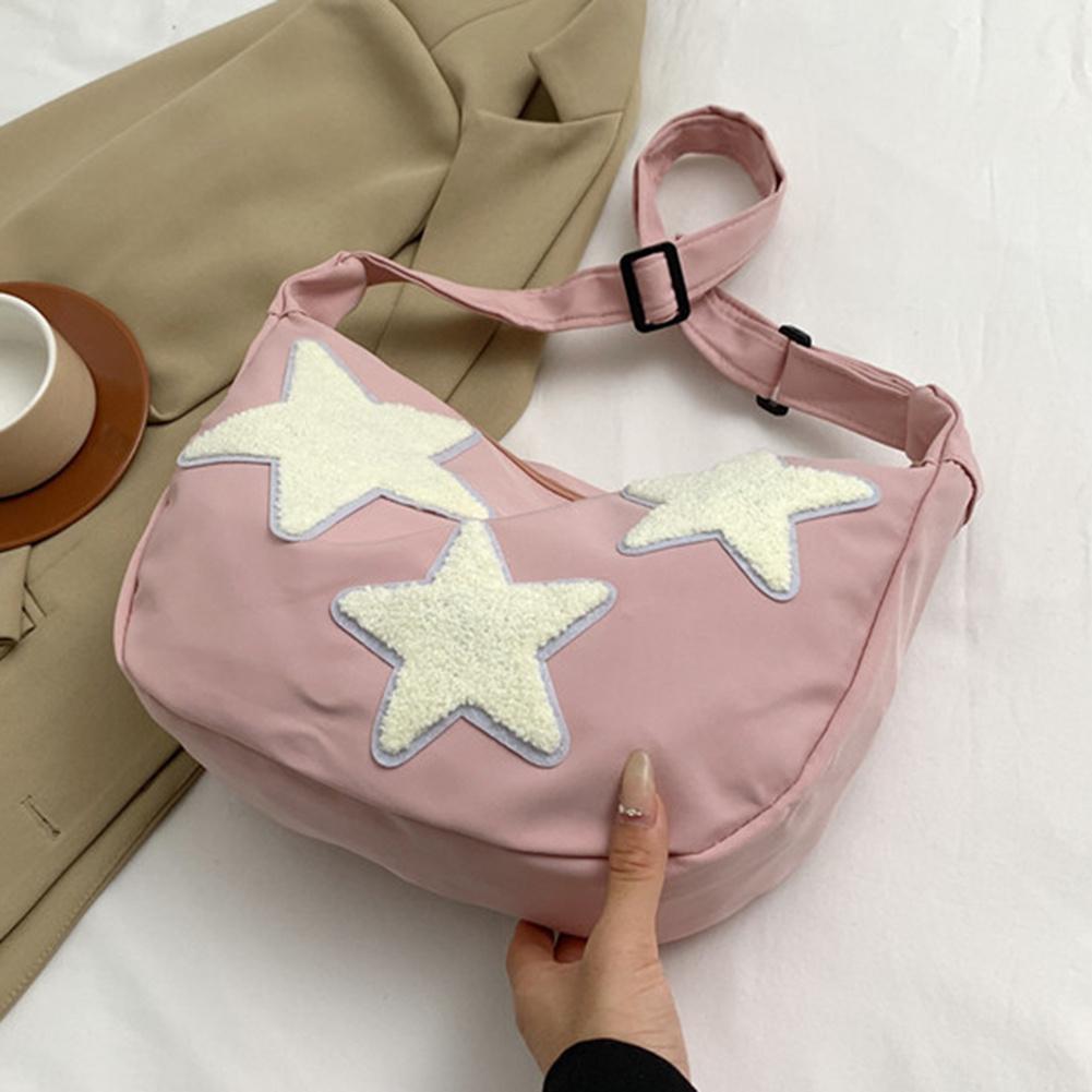 Women Canvas Messenger Bag Versatile Hobo Bag Adjustable Strap Crossbody Sling Bag Pentagram Satchel Bag Slouchy Travel Bag
