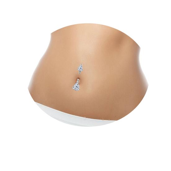 Women Cubic Zircon Waterdrop Navel Ring Belly Button Bar Body Piercing Jewelry