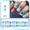Pack of 24 Christmas Snowman Snowflake Blue Press On Nail ABS Build False Nail for Holiday Parties and Daily Wear