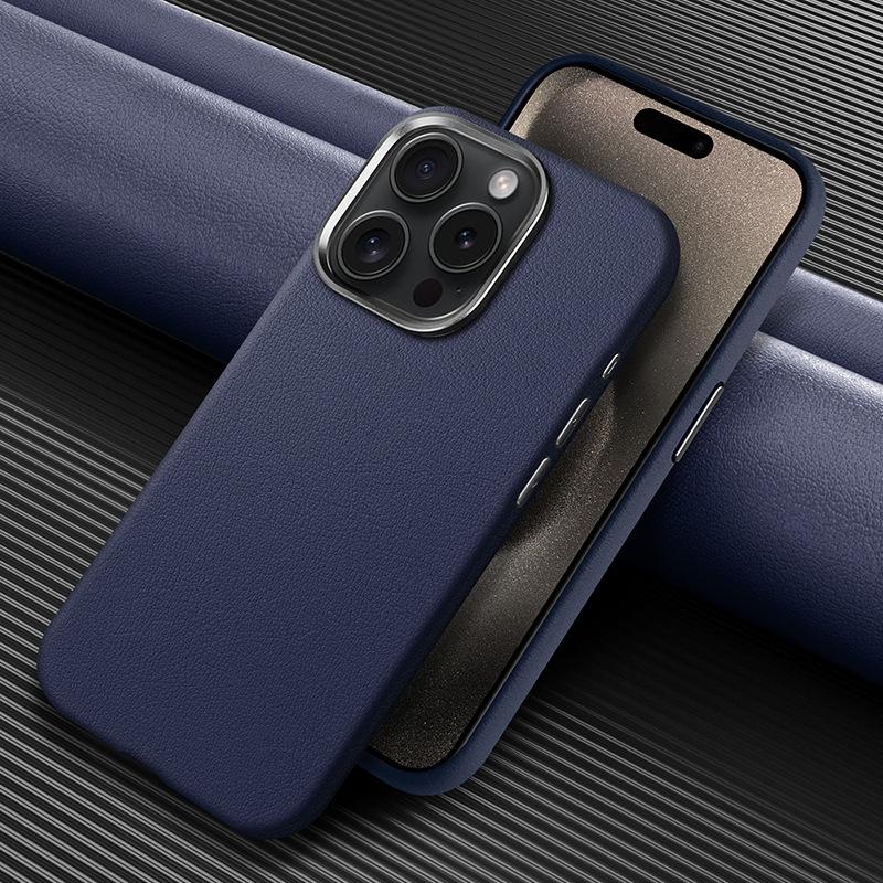 Enkelt skinnveske Egnet for IPhone16ProMax Mobiltelefondeksel Legeringslinse Apple 15 Enkelt Matt Beskyttelsesdeksel