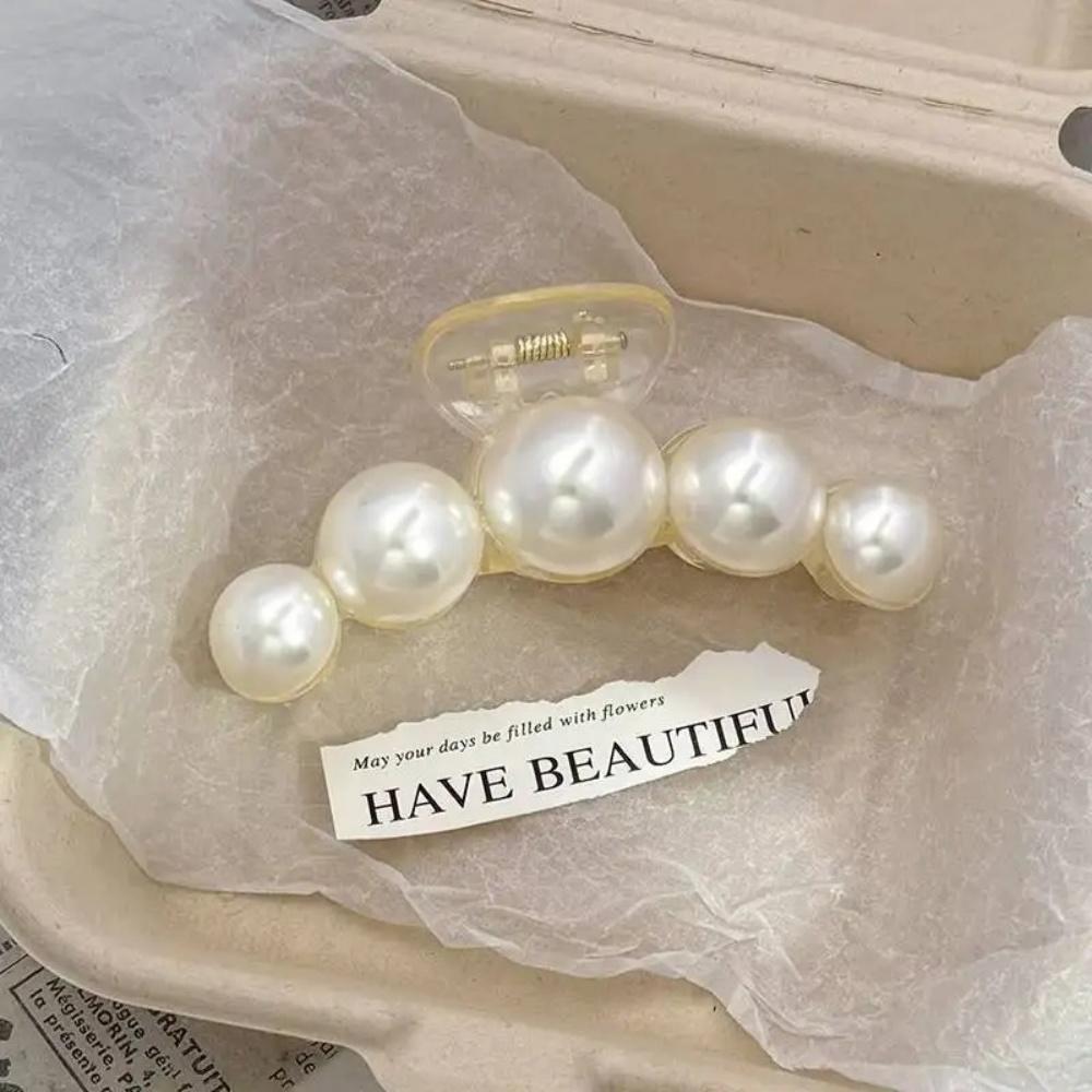 Korean Hairpins Elegant Pearl Hair Claws Pearl Claw Clips Shark Jaw Clamps  For Women Girls Fashion Hair Styling Headwear Tool