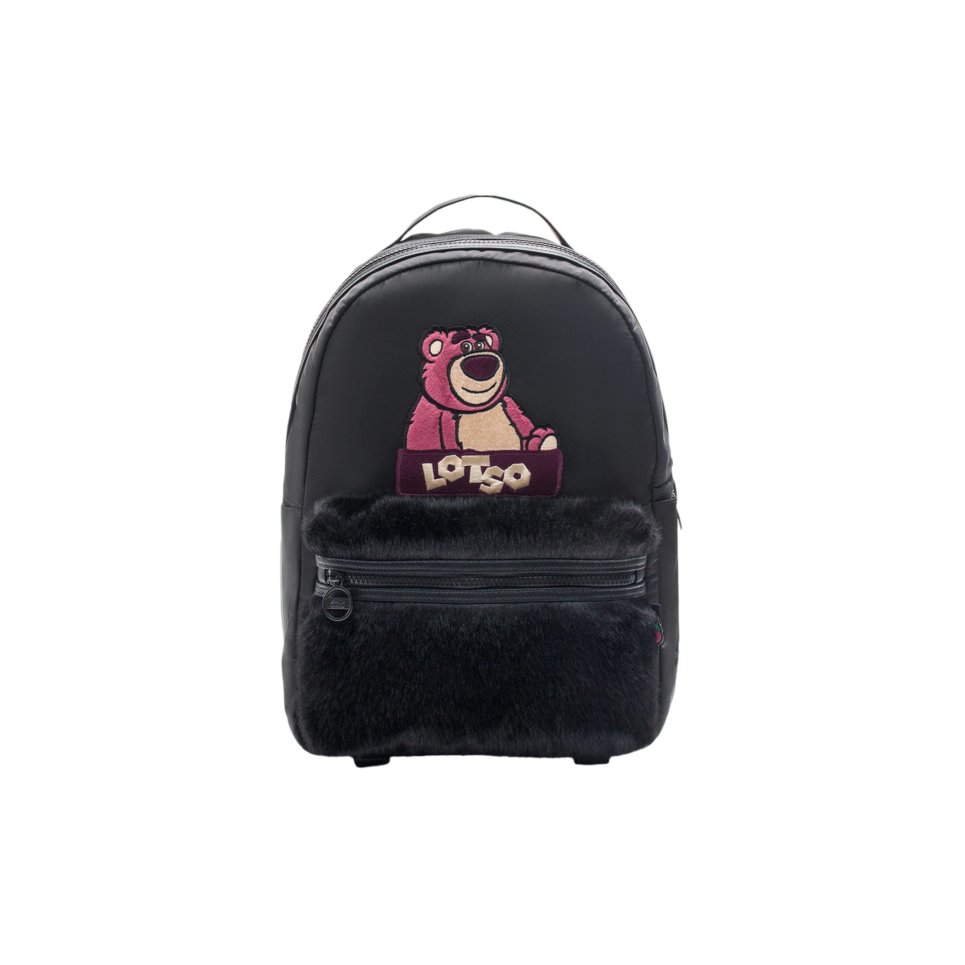 Li Ning X Disney Pixar Strawberry Bear Series Pattern Zipper Closure Backpack Women Backpack Black ABSS372-1 Black
