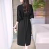 Autumn 2023 Women's Coffee Dress: New Fashion Design, Mid-Length, Waist-Tailored OL Goddess Style