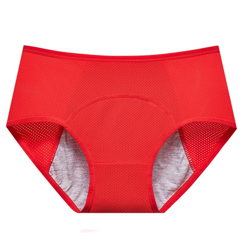 Plus Size Leak-Proof Menstrual Panties with Breathable Mesh, Mid-High Waist for Women