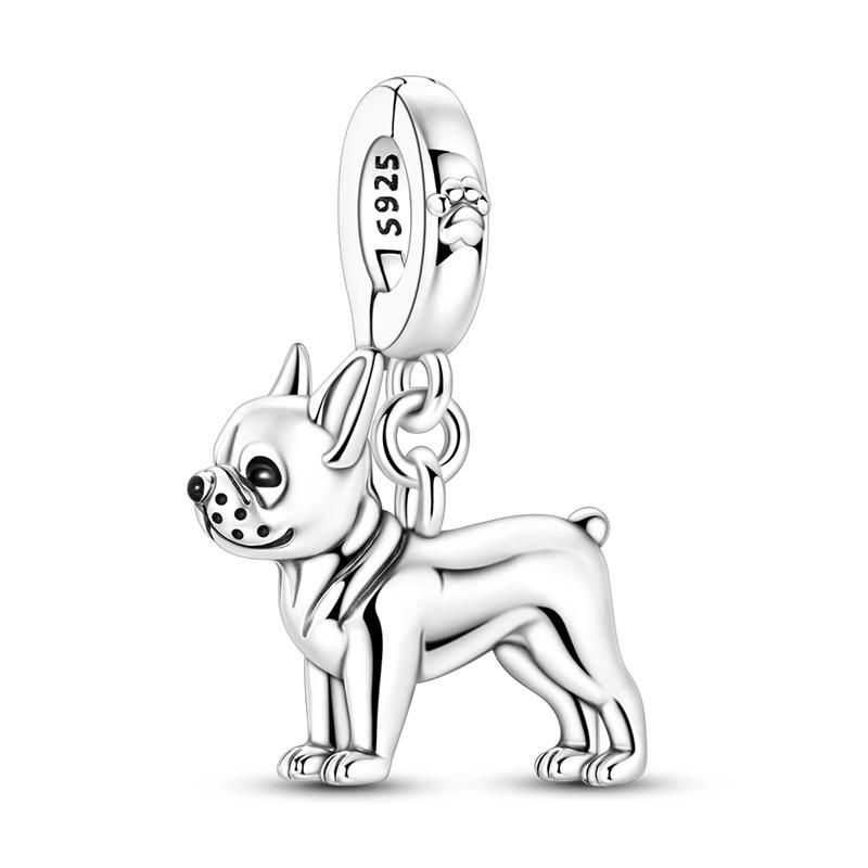 Niedliche Haustiere Hund Anhänger Perle 925 Silber CZ Zirkon Golden Retriever Teddy Welpe Anhänger Passend für Original Armband DIY Schmuck