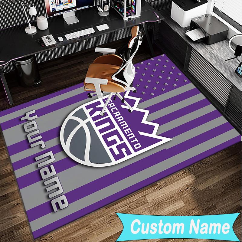 Custom Name Rug Sacramento Basketball Logo Area Rug Suitable for Indoor And Outdoor,Carpets for Homes, Offices,Living Rooms,Home Decor,Christmas Gift
