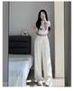 Women's 2024 High-Waist Black Wide-Leg Drape Suit Pants - Slim, Casual, Straight Fit for Spring