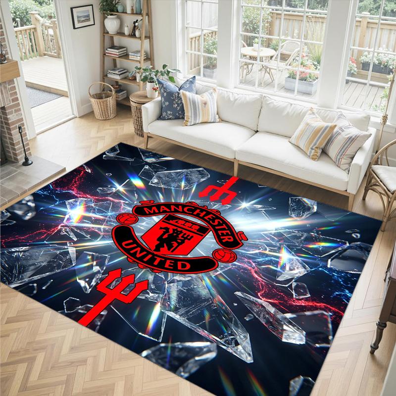 Design Manchester United Křišťálový sametový koberec Útulný Ne?Protiskluzová tištěná předložka do ložnice, obývacího pokoje, předsíně