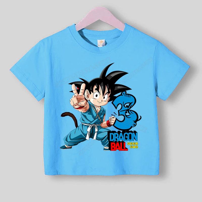 Dragons Ball Boy Number Cotton T Shirt Anime Kids Birthday Clothes Toddler Short Sleeve Tee Shirts Summer Cartoon Children Tops