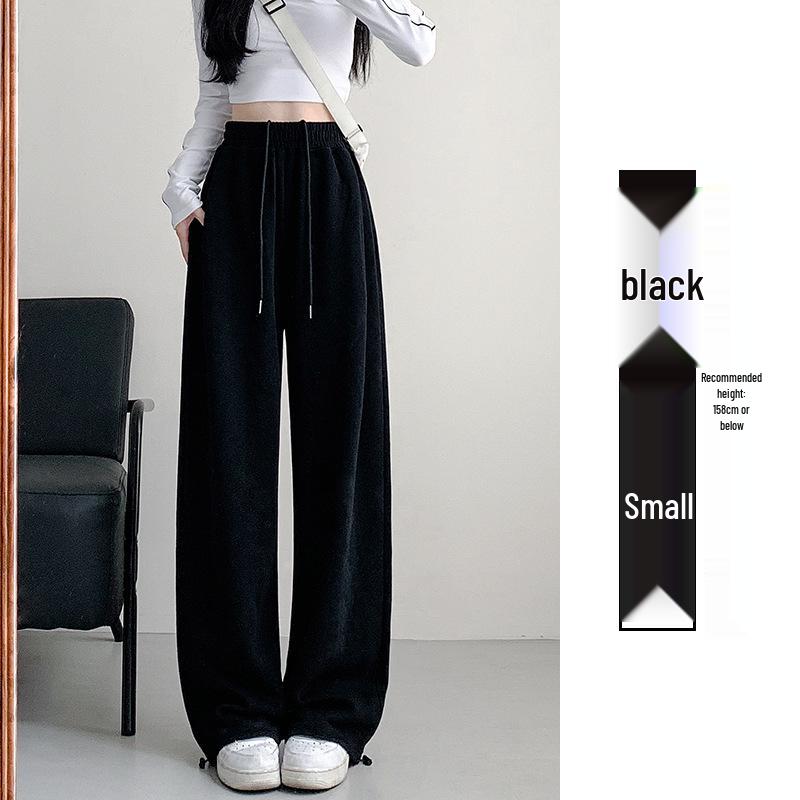 2024 Damen Weiß-Grau Hochtailliert Locker Weitbein Lässige Schlankmachende Jogginghose