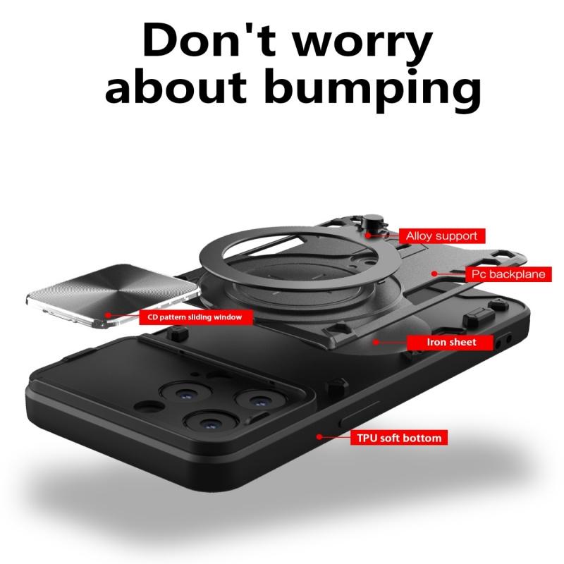 Luxury Shockproof Case For iPhone 16 15 14 13 Pro Max Plus Slide Lens Protector Multi Function Hard Armor Case Funda