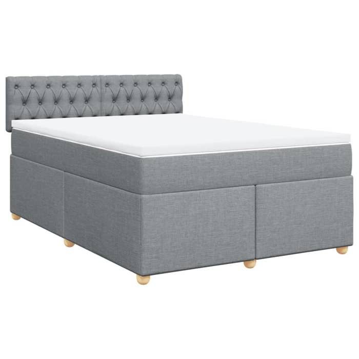 Maison Exclusive - Sommier à lattes de lit avec matelas Gris clair 140x200cm Tissu