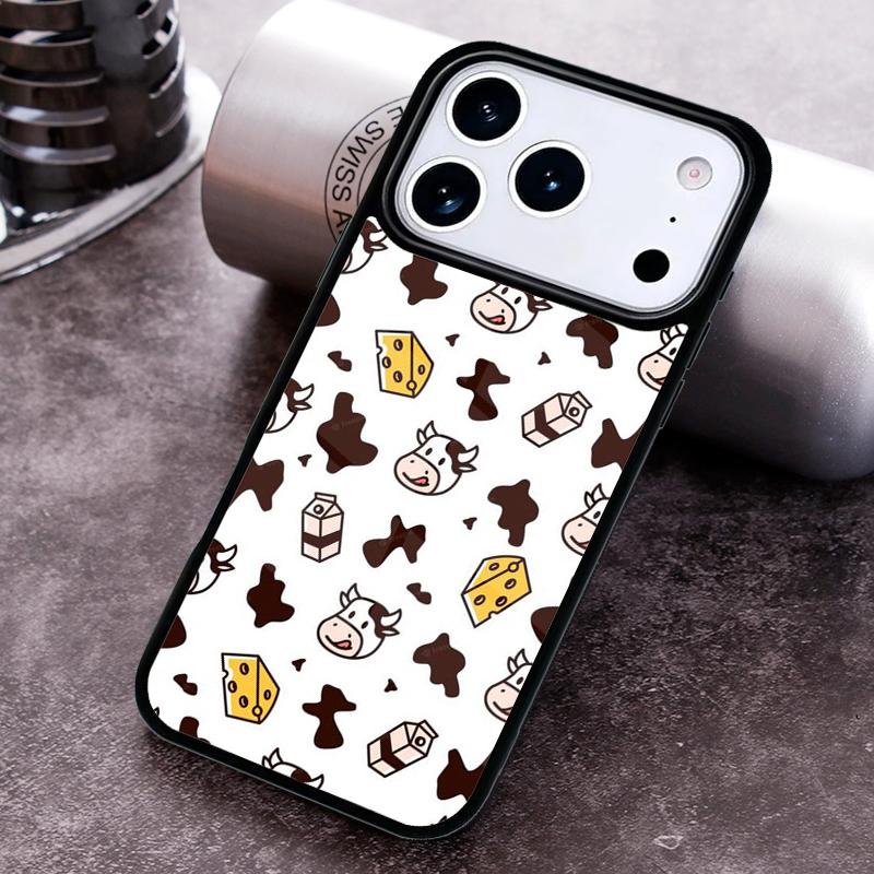 Milk Cow Skin Print Luxury Phone Case for iPhone 17 16 15 Pro Max Air 14 13 12 11 Plus Shockproof Capa Cover