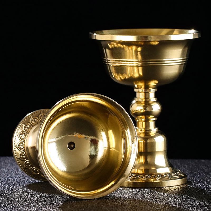 Brass Candle Cup Collection Romantic Flower Golden Candlestick Buddhist Tibetan Lamp Holder Wedding Dinner Home Table Decoration