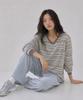 Sayu Mild Stripe V-Neck T-Shirt Mocha