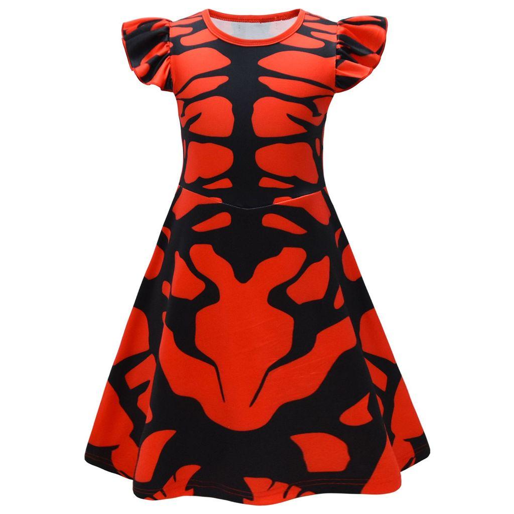 2659 Children Girls Descendant Printed Red Ruffle Dress 110cm