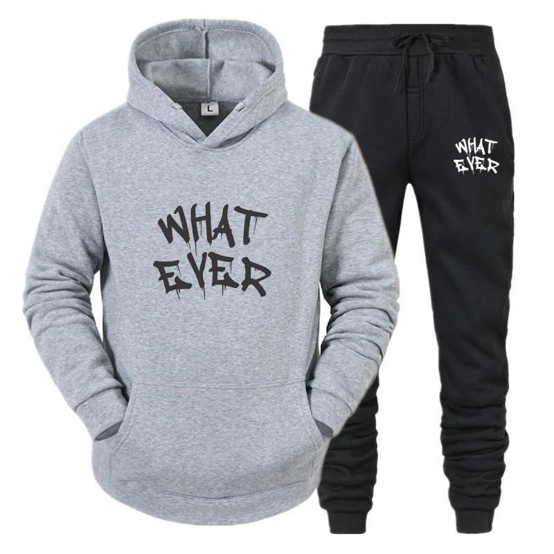 

What Ever Jogging Tracksuit Outdoor Women Hooded Two Piece Sets Casual Long Sleeve Pullover Drawstring Pants Suit Racing 3XL
