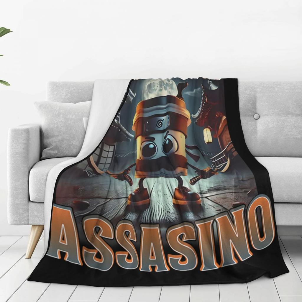 Italian Brainrot Cappuccino Assassino Funny Cappuccino Meme Warm Blankets Travel Office Plush Throw Blanket Couch Chair Flannel