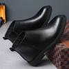 Men's British Style Genuine Leather Chelsea Boots - Autumn/Winter Mid-Cut, Plus Velvet, Warm, Trendy, High-Top, All-Match.