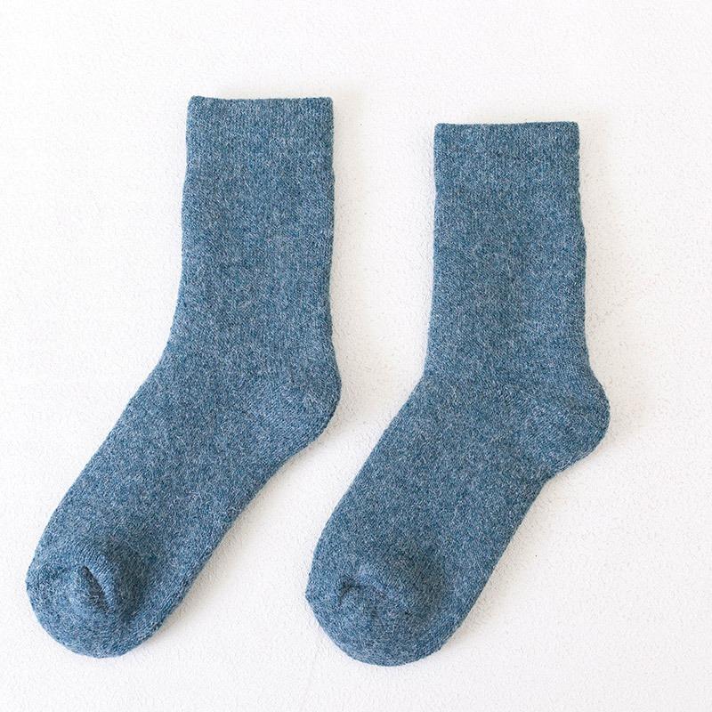 Women's Casual Thick Thermal Socks Pure Color Thickened Fleece Wool Sock