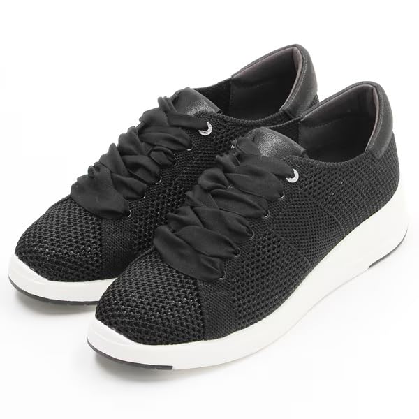 

JILL STUART SHOE 6619 Women s Mesh Knit Lace-Up Sneakers, Black, Size 23.0 cm, E