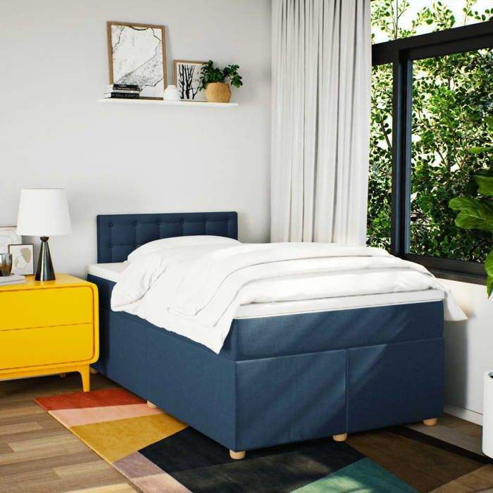 Maison Exclusive - Sommier à lattes de lit avec matelas Bleu 120x200 cm Tissu