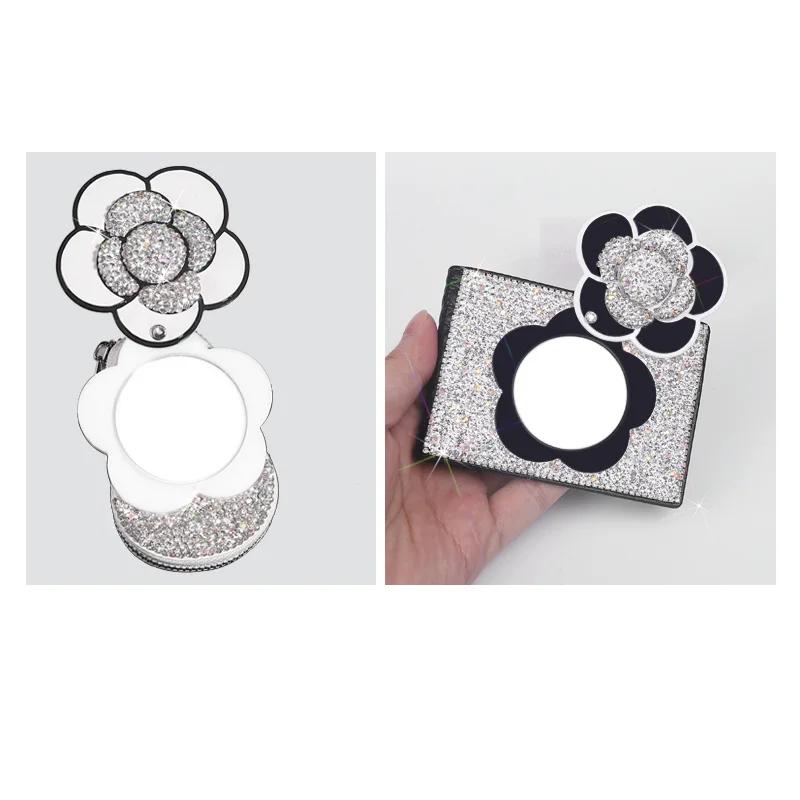 Luxury Crystal Camellia Car Key Case Shiny Keychain Holder  Bag Case Bling Car Accessories Interior for Woman Girls