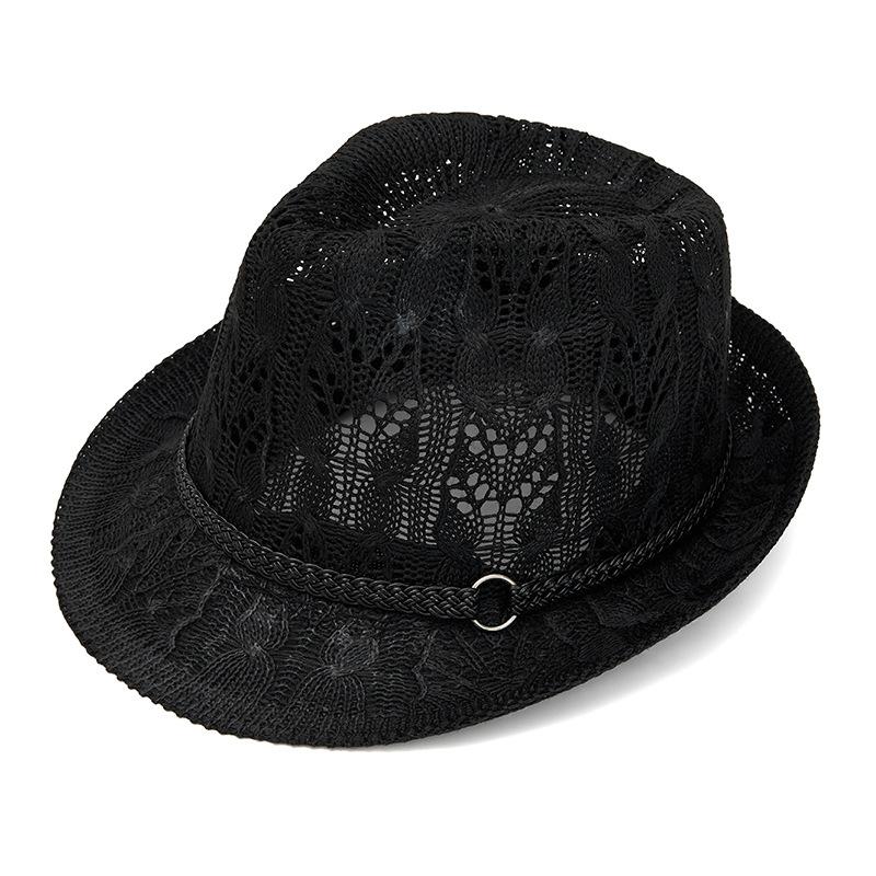 Summer Men Women Hollow Mesh Panama Hat British Retro Jazz Hat Vacation Breathable Sun Protection Sunshade Hat