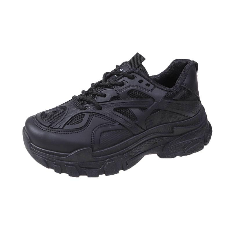 Women's Korean-Style 2025 Summer Dad Sneakers: Breathable Mesh, Thick Sole, Versatile White Running Shoes
