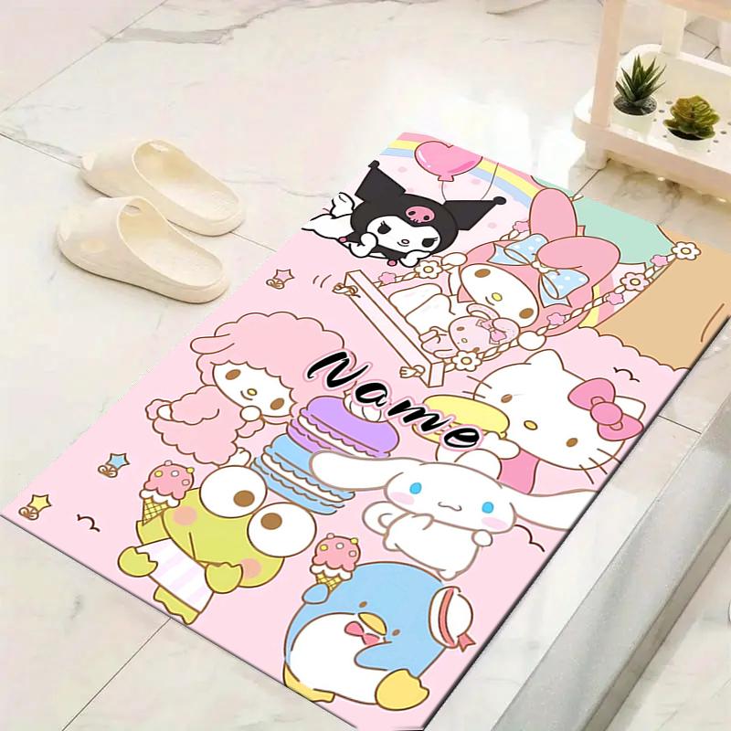 Custom 1Pc Hello Kitty Floral Background Rug Office Carpet Indoor Outdoor Entrance Doormat Nonslip Soft And Comfortable Living Room D2915315