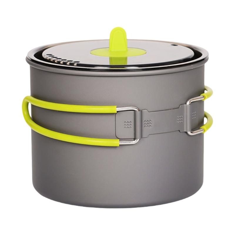Outdoor Cooking Pots Portable Camping Pots with Lid & Folding Handle Metal Alloy Camping Cookware for Camping Picnic 1