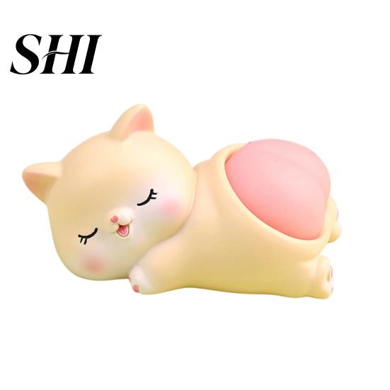 Animal Ornament Cartoon Figurine Cute Panda Rabbit Piggy Kitten Landscaping Doll Soft Butt Decompression Kids Toy Resin Figure Model Kid Gift Animal