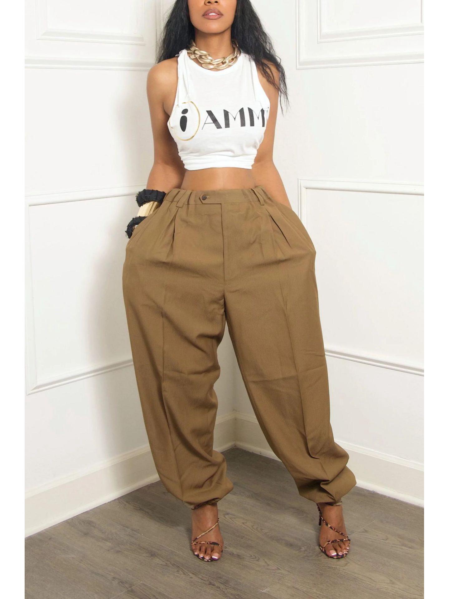 

Stylish Ankle & Cropped Pants M темные хаки
