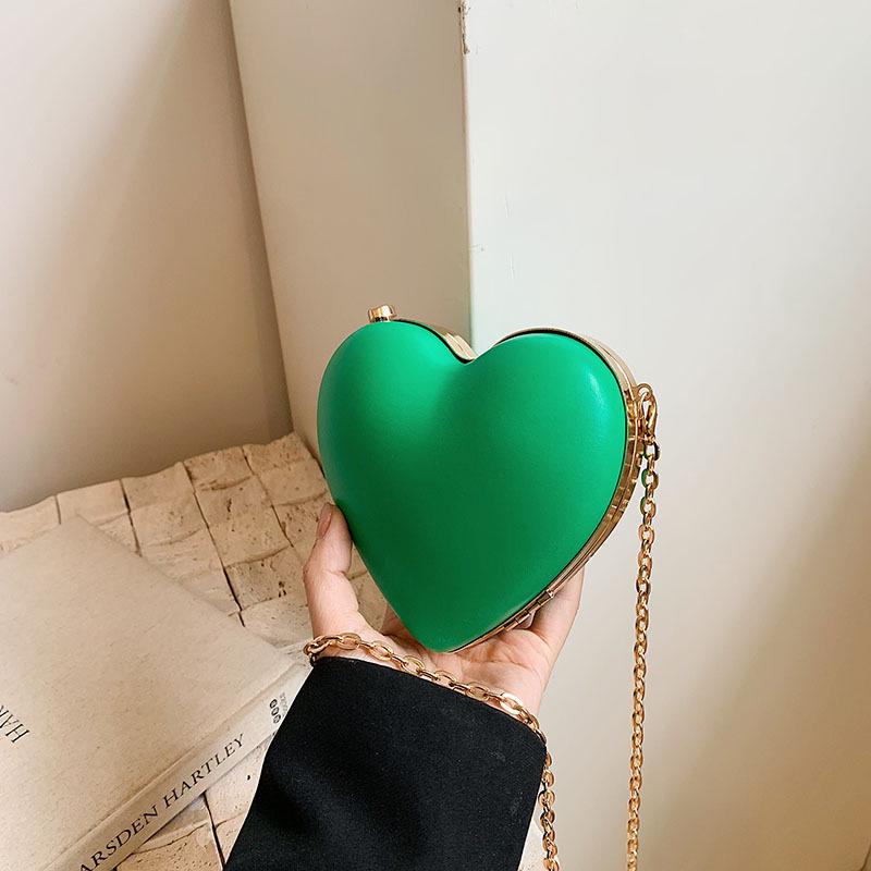 Women's Heart-Shaped Clip-On Mini Bag - 2024 Spring/Summer Chain Heart Bag with Girlish Charm