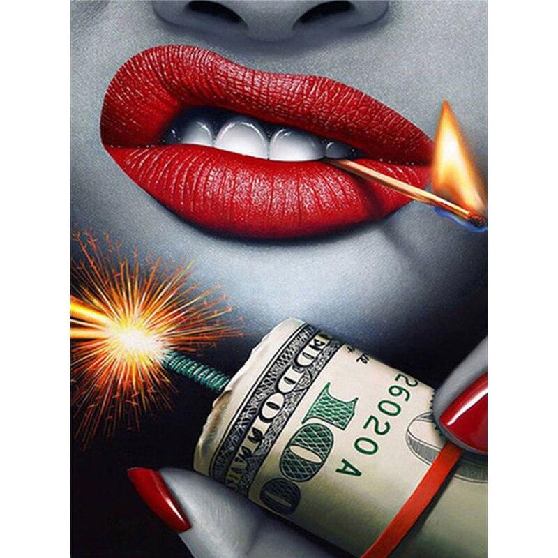 

Новый 5D DIY алмазная живопись губы Алмазная вышивка деньги вышивка крестом полная круглая дрель ремесла домашний декор ручной художественный подарок Full Round 40x50CM