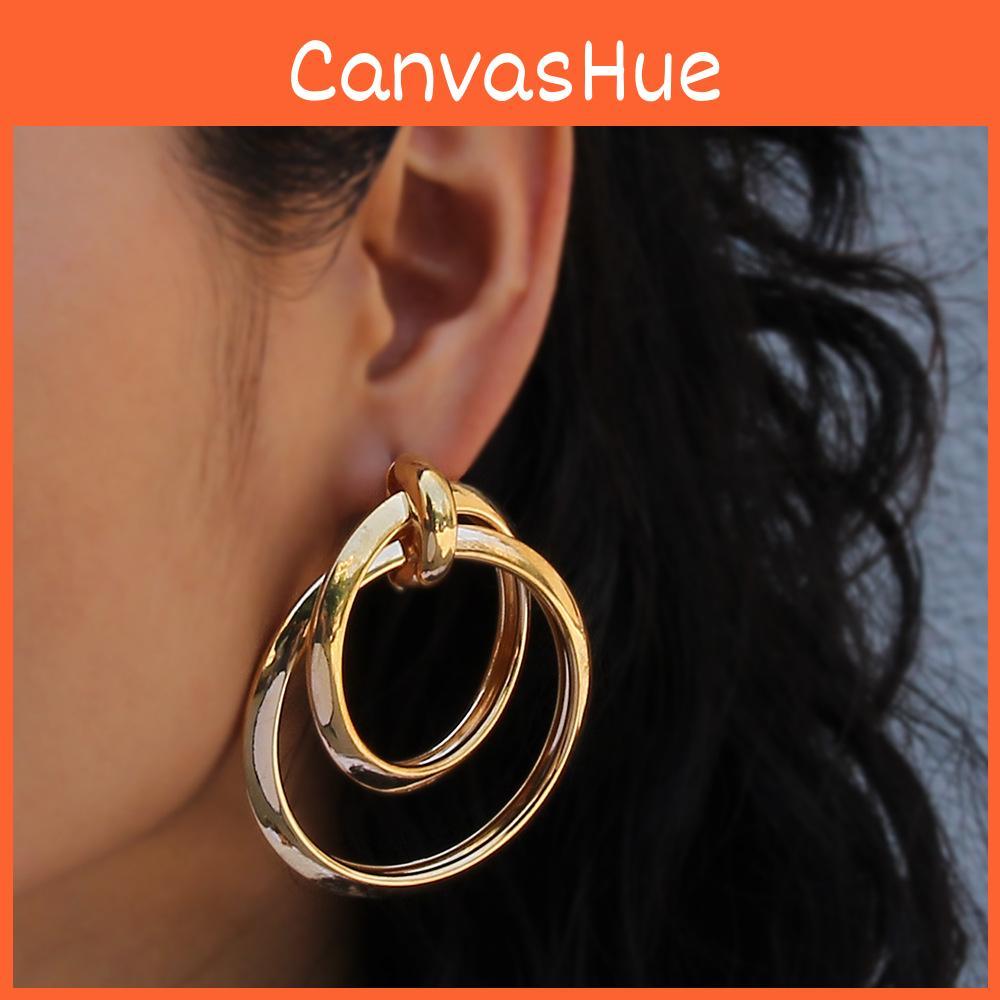 Women Gold Metal Earrings Geometric Shape Electroplated Fashion Office Looks