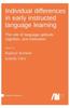 The Individual Differences In Early Instructed Language Learning Book