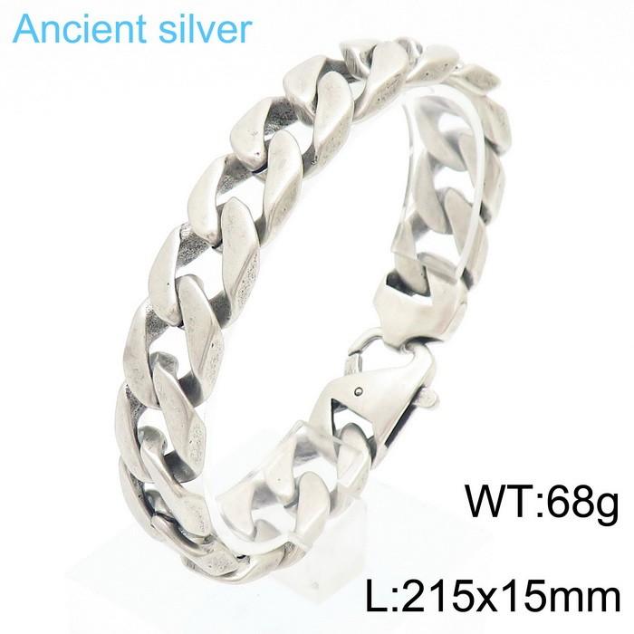 

Класичний чоловічий браслет Матовий шліфований Суцільна нержавіюча сталь 15 мм Ланцюг кубинського плетіння Чоловічі браслети 9 кольорів в наявності 21CM старий срібного кольору