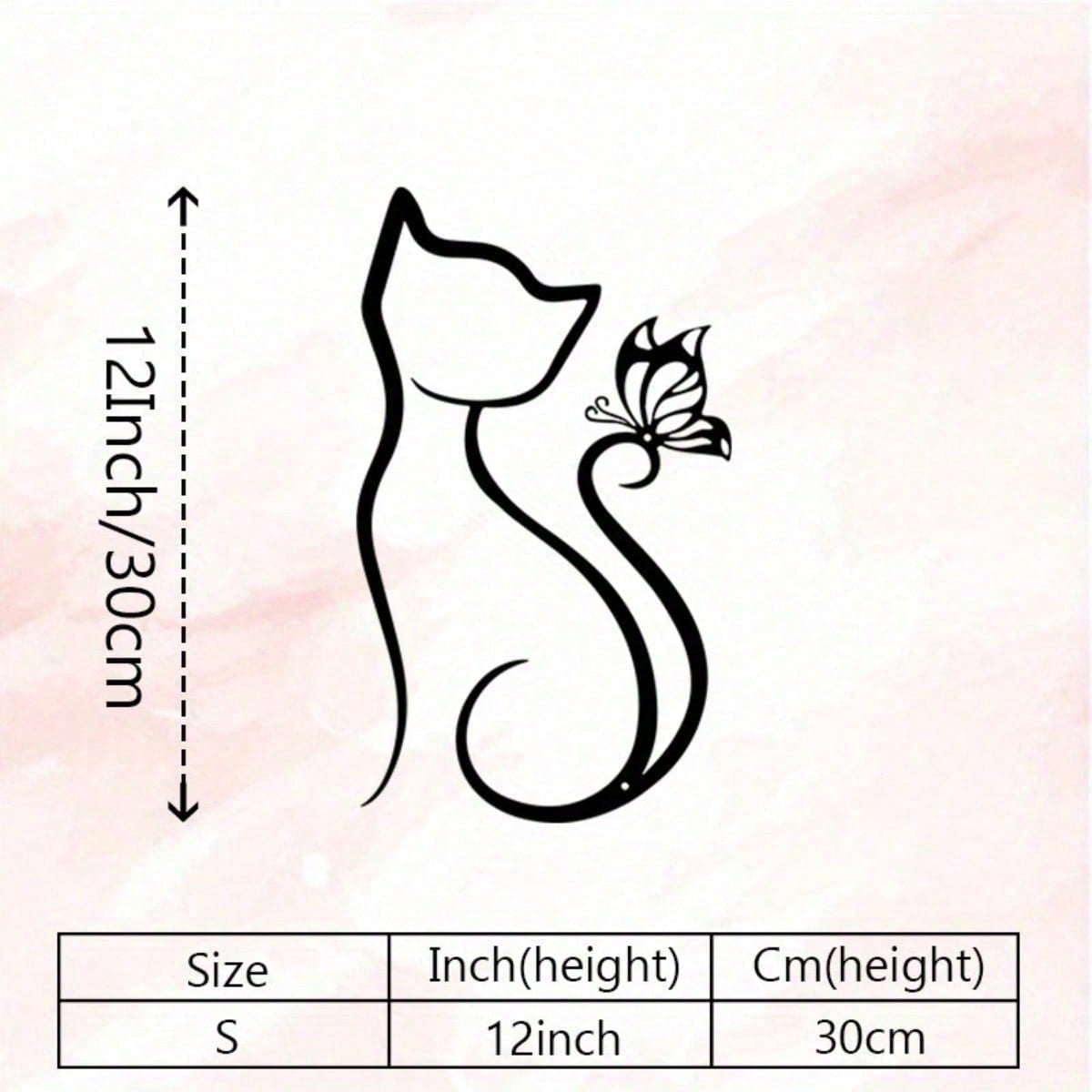 

Metal Wall Decor Black Cat Butterfly Elegant Art Home Gift Rustproof Iron Modern Living Room Kitchen Office 30x18