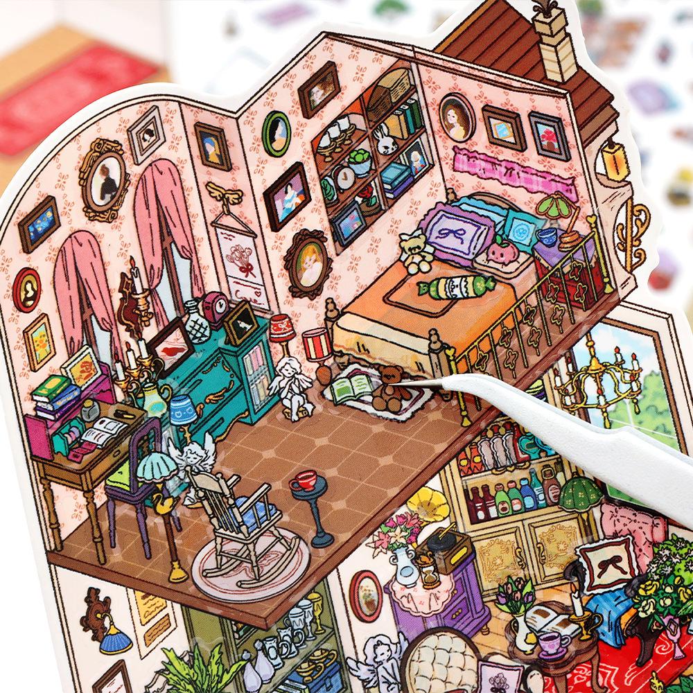 Infeel.Me My Little House: 2.5D Scenery Miniature Stickers for DIY Journal & Collage