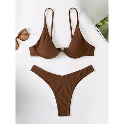 Sexy Backless Bikini 2-delige Set Dames Effen Gespleten Zwempak Hoge Taille Strandvakantie Bikini 2026 Nieuwe Zomer Zwemkleding Bikini Set