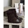 Autumn new retro folded two wear western knight boots women flat bottom inner height increase thin short boots women