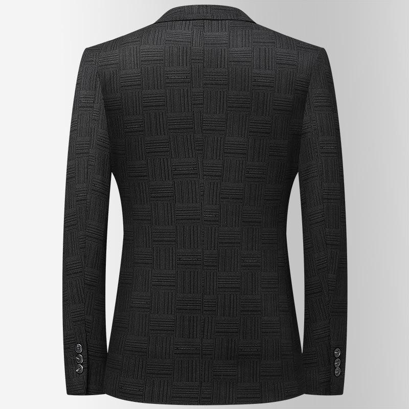 Autumn and Winter Nylon Stretch Suit Men's Youth No-iron Plaid Suit Slim Trendy Casual Single Suit