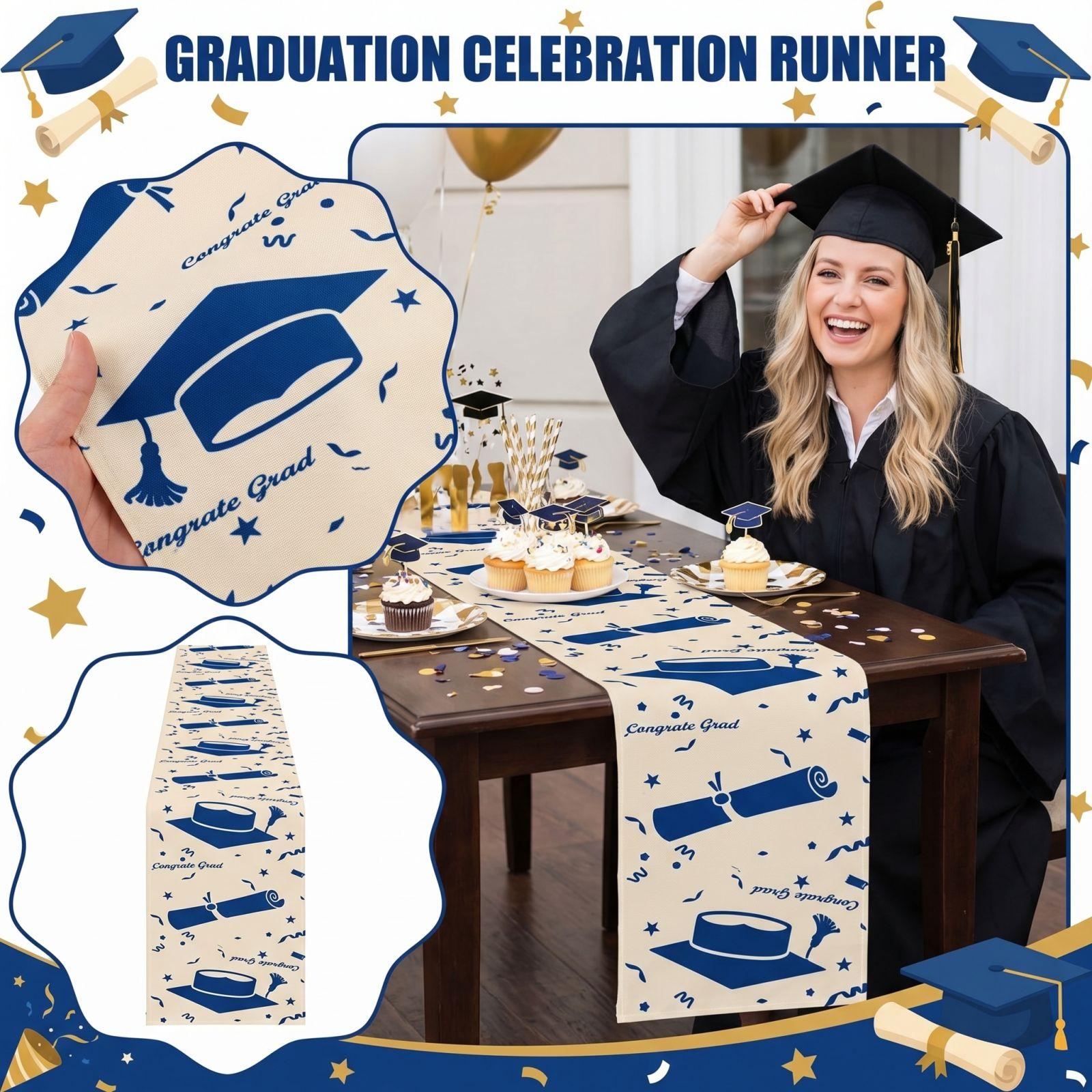 

Graduation Table Flag Restaurant Party Festival Decoration Decoration Supplies Printed Tablecloth Table Decoration Cloth Double sided one size