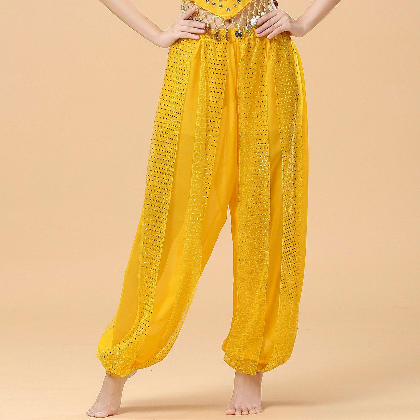 

Шифонові тренувальні штани для індійського танцю та танцю живота для дорослих Small size S жовтий