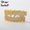Hot Selling Halloween Hip Hop Grillz: Real Gold Plated Copper, Punk Zircon Paved, Big Gold Tooth Jewelry.