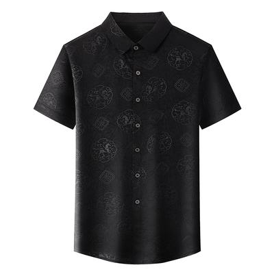 Herren Sommer Hongkong Stil Lockerer Kragen Oberteil Herren Kurzarmhemd Herrenhemd
